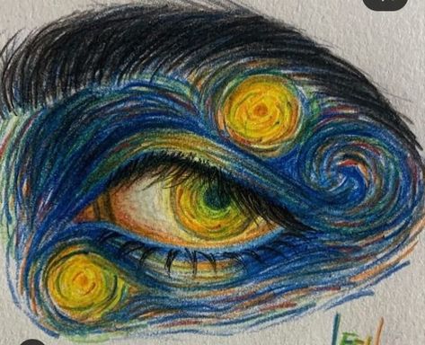 Van Gogh Eyes, Desenhos Van Gogh, Van Gogh Drawings, Van Gogh Portraits, Colored Pencil Art Projects, Scratchboard Art, Sky Art Painting, Arte Grunge, Eyes Drawing