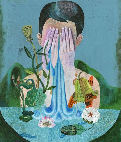 Olaf Hajek  -  Cry Me a River Olaf Hajek, Floating Art, Books Posters, Cry Me A River, Illustration Art Nouveau, Psy Art, Communication Art, Art Video, Visionary Art