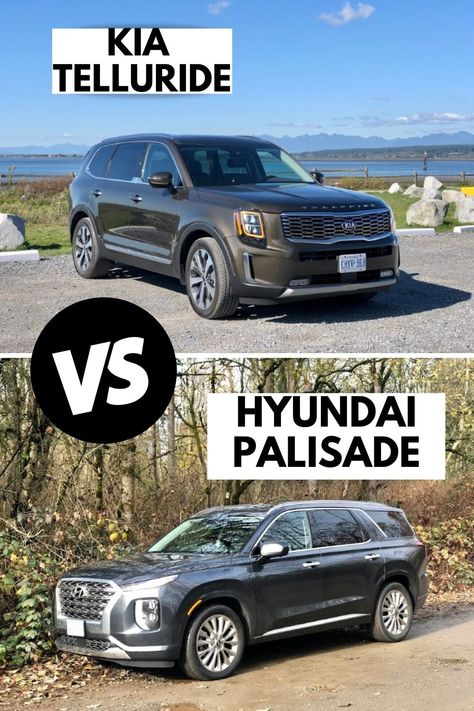 grey hyundai palisade and grey Kia telluride Telluride Car, Hyundai Palisade 2024, Kia Telluride Accessories, Kia Telluride Interior, Telluride Kia, Hyundai Palisade 2023, Palisade Hyundai, Best Suv For Family, Hyundai Suv