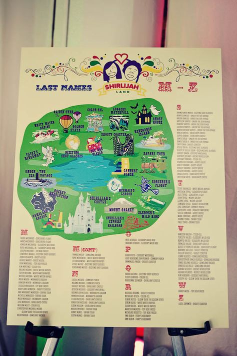 Wedding Seating Chart Display, Theme Park Map, Disney World Wedding, Disney Inspired Wedding, Vbs Themes, Rock N Roll Bride, World Party, Parc D'attraction, Unique Bride