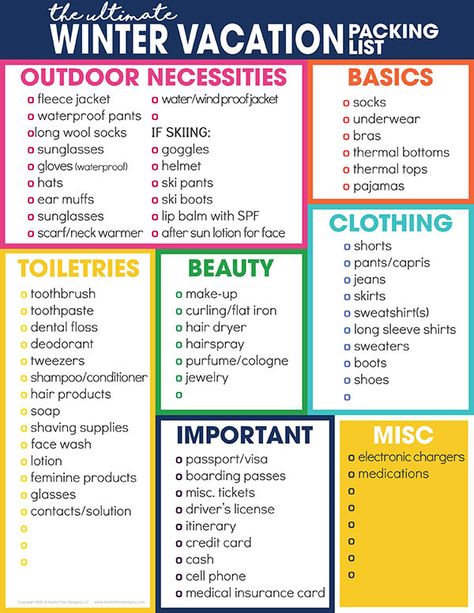 Not sure what to pack for your cold weather getaway? Use the free printable winter vacation packing list to help you stay organized for your winter vacation travel. #packinglist #coldweatherpackinglist #wintervacationpackinglist #skitrippackinglist #travelideas #packingtips Travel Packing Tips, Winter Vacation Packing, Winter Vacation Packing List, Cold Weather Travel, Mexico Packing List, Vacation List, Beach Vacation Packing List, Vacation Packing List, Packing List Beach