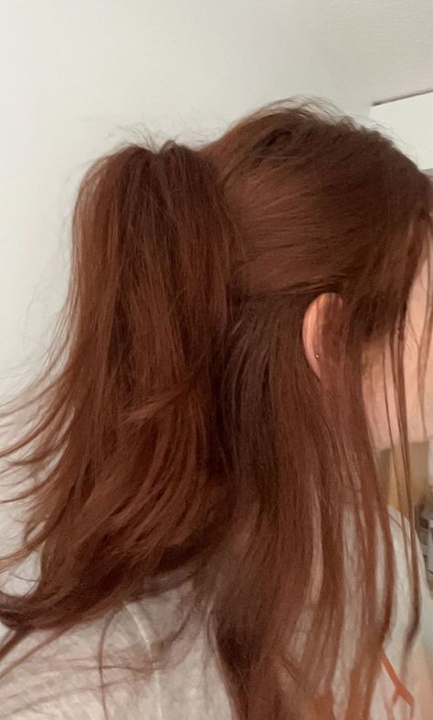 Korean fall hair color: orange brown Dark Orange Hair, Dark Ginger Hair, Cheveux Oranges, Cinnamon Hair, Red Hair Inspo, Ginger Hair Color, Hair Color Auburn, Hair Stylies, 짧은 머리