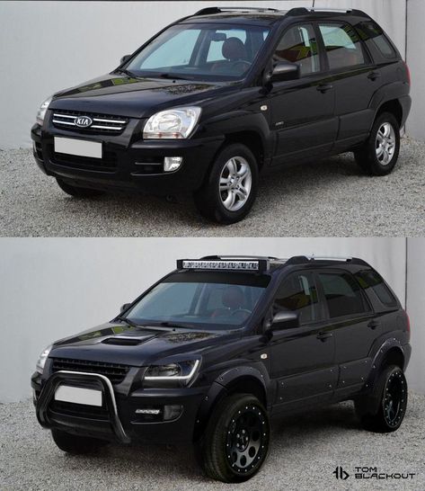 My vision of Kia Sportage JE/KM 2005, 2006, 2007, 2008, 2009, 2010. Black, offroad, 4x4, tuning, lift, wheels, lights, before after. Honda Crv 4x4, Toyota Runner, Toyota Harrier, Nissan Xtrail, Toyota Rav, Tac Gear, Kia Motors, Offroad 4x4, Ford Ecosport