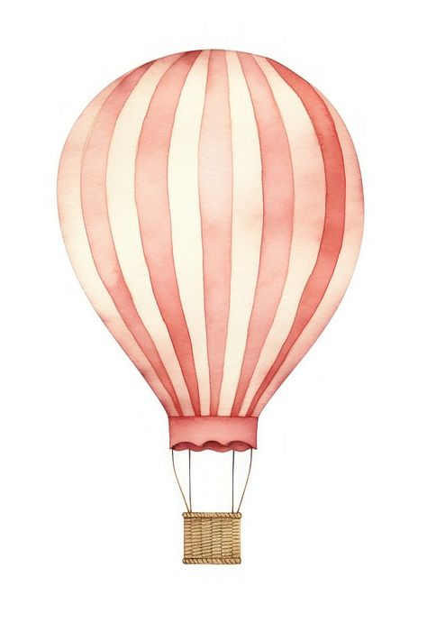 Watercolor Air Balloon, Hot Air Balloon Drawing Simple, Hot Air Balloon Illustration, Air Balloon Illustration, Hot Air Balloon Watercolor, Balloon Circle, Watercolor Hot Air Balloon, Hot Air Balloon Drawing, Flower Border Clipart