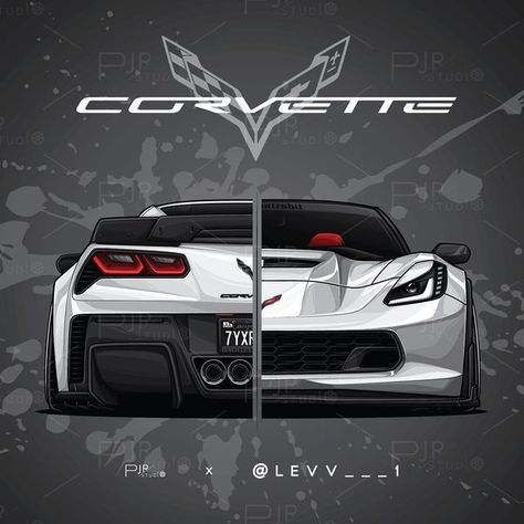 Corvette Art, Chevrolet Corvette C7, Automotive Illustration, Cool Car Drawings, Corvette C7, Cool Car Pictures, Car Artwork, Car Themes, Car Illustration