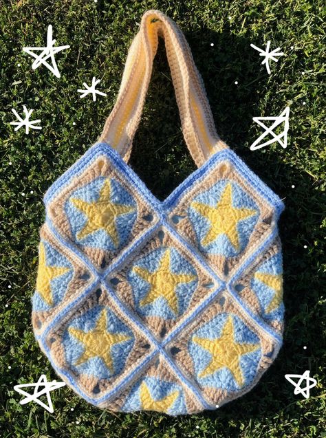 Amigurumi Patterns, Star Granny Square Bag, Crochet Star Granny Square, Star Granny Square, Easy Crochet Hat Patterns, Crochet Star, Easy Crochet Hat, Crochet Blanket Designs, Granny Square Bag