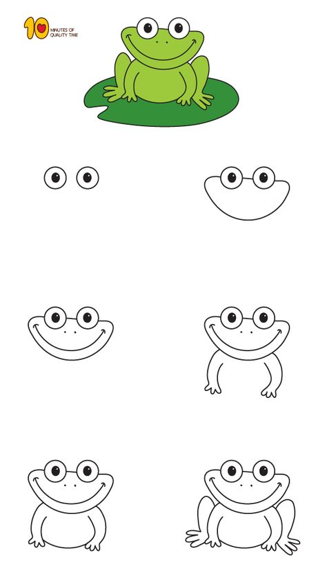 How To Draw a Frog Step by Step for Kids How To Draw Pictures, How To Draw Frog, How To Draw A Frog, Children Art Ideas, Draw Frog, Drawing Frog, Draw A Frog, Frog Canvas, Kid Painting