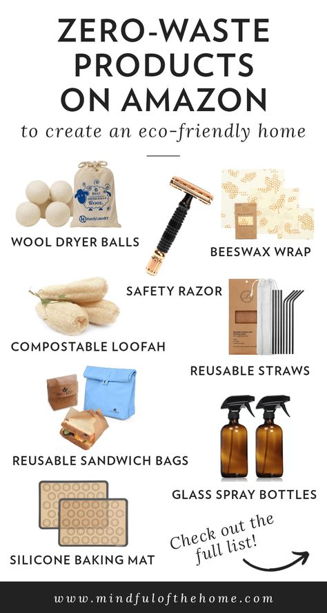 Want some plastic-free reusable products to start living a more sustainable lifestyle? These zero-waste products on Amazon will help get you started! You'll save money and help the planet at the same time, just by creating an eco-friendly home. #zerowaste #amazon #zerowasteliving #ecofriendly #ecofriendlyliving #mindfulofthehome #ecoconscious #sustainability #sustainableliving Waste Free Living, Zero Waste Swaps, Environmentally Friendly Living, Eco Life, Plastic Free Living, Eco Lifestyle, Eco Friendly Home, Budget Planer, Waste Free