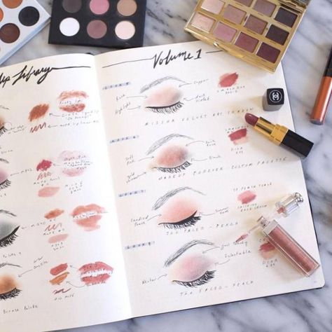 Would you use your bullet journal to keep track of your makeup? #lipmakeup #lip #makeup #drawing Journal Front Page, Makeup Journal, Palette Organizer, Beauty Journal, Organization Bullet Journal, Makeup Portfolio, Creating A Bullet Journal, Makeup Books, Acrylic Organizer Makeup