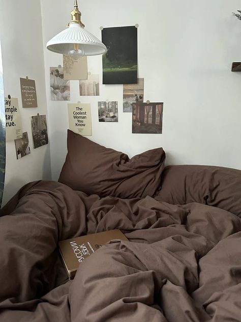 Brown Bedding Set, Things To Buy For Your Room, Dark Brown Bedding, Brown Sheets, Brown Bed Sheets, Bedding Colors, Brown Bedding, Brown Room, Brown Comforter