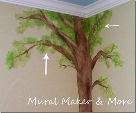 Finally, some detailed instructions on how to Easley paint tree texture Tree Mural Bedroom, Tree Mural Diy, Tree Mural Kids, Tree Mural Nursery, Tree Wall Painting, Wall Murals Diy, Paint Easy, Kids Room Murals, Tree Wall Murals