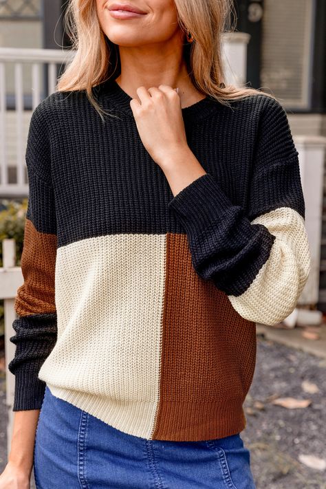 Drop Sleeve Sweater, Casual Thanksgiving Outfits, Geometric Sweater, Drop Sleeve, Colorblock Sweater, Trendy Sweaters, Swimwear Beach, Stylish Sweaters, Thanksgiving Outfit