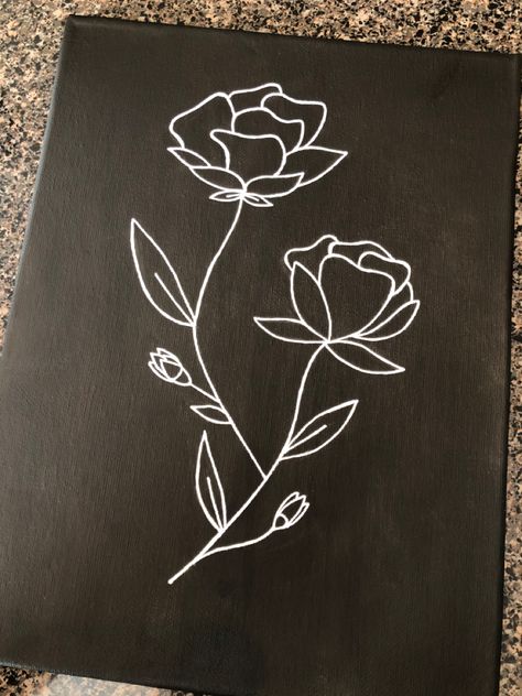 Black Canvas Butterfly Painting, Tela, Wall Paintings Black And White, Cute Painting Ideas On Black Canvas, Drawing In Black Background, Drawing Ideas On Canvas Easy, Black And White Art Canvas, Cute Black Paintings, What To Paint With A Black Background