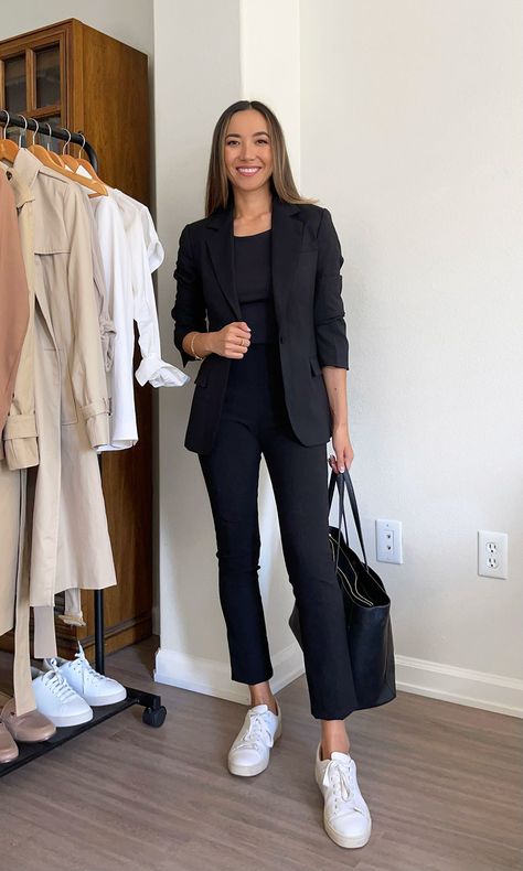 Lazy Business Outfits, Lawyer Business Casual, Work Event Casual Outfit, White Shoes Work Outfit, Business Casual Outfits For Conference Women, Slacks And Sandals Outfit, Stylish Conference Outfits, Women’s Workwear With Sneakers, Business Casual Outfits For Women Conference
