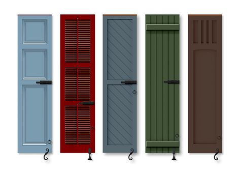 Modern Shutters, Wood Shutters Exterior, Shutter Ideas, Outdoor Shutters, Rustic Shutters, Gate Wall Design, Craftsman Homes, Custom Shutters, Diy Shutters