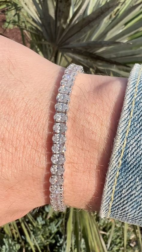 Grace your wrist with the allure of an oval diamond tennis bracelet, where each .25 carat diamond dances with the elegance of eternity. A… | Instagram Bracelet Diamond, Diamond Tennis Bracelet, Halo Setting, Diamonds And Gold, Tennis Bracelet Diamond, Engagement Ring Wedding Band, Diamond Bracelets, Oval Diamond, Trendy Jewelry