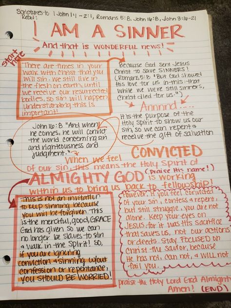 Bible journaling and Bible Study notes on sin, what it means to be a sinner. Bible Journaling Notes, In My Bible, My Bible, Bible Study Notes, The Holy Spirit, Online Group, 1 John, Study Notes, Bible Journaling