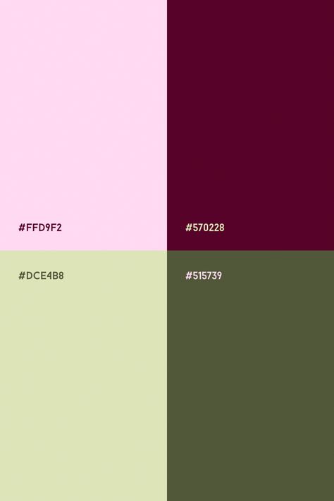 Light pink and burgundy with earthy green colors Pantone Colors Pallete, Red Green Pink Color Scheme, Maroon Pink Green Color Palette, Pink Green Red Aesthetic, Fig Colour Palette, Pink Green And Brown Color Palette, Magenta Green Color Palette, Green Pink Red Color Palette, Beet Color Palette