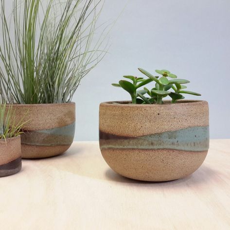 Minimalist earthy Landscape plant pot for indoor plants Planter Pottery Ideas, Handmade Ceramic Planters Pottery, Plant Pot Pottery Ideas, Pottery Planter Ideas, Ceramic Planters Indoor, Handmade Plant Pot, Macetas Ceramica Ideas, Earthy Landscape, Landscape Ceramics