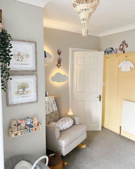 Winnie The Pooh Themed Nursery, Hot Air Balloon Light, Air Balloon Light, Disney Baby Rooms, Teddy Bear Nursery, Winnie The Pooh Nursery, Baby Nursery Inspiration, Baby Room Themes, Baby Room Neutral