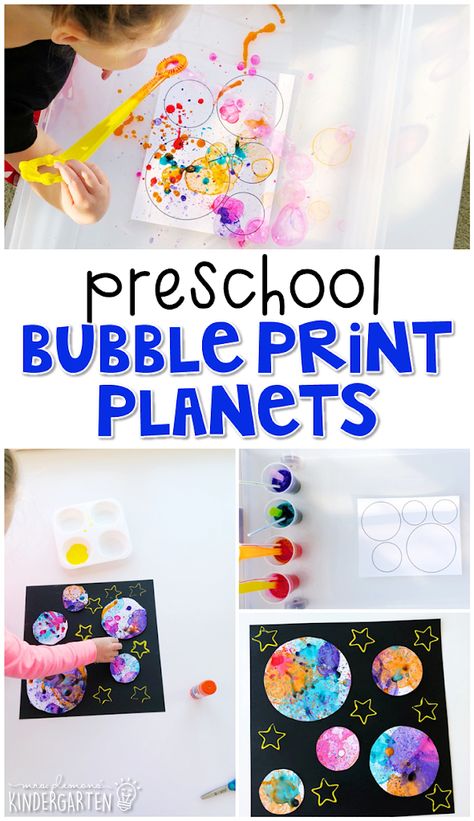 Preschool: Space - Mrs. Plemons' Kindergarten Space Crafts Preschool Astronaut, Space Provocations Kindergarten, Starry Night Craft Preschool, Structured Play Ideas, Pre K Solar System Activities, Solar System Projects For Preschool, Pre K Space Crafts, Space Art Kindergarten, Space Art Activities Preschool