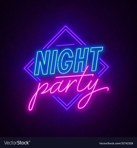 Neon Backgrounds Glow, Neon Party Poster, Night Party Background, Neon Graphic Design, Glowing Sign, Neon Pool Parties, Neon Illustration, Neon Lettering, Logo Bts