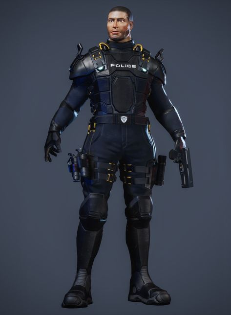 Cyberpunk Police, Delbert Valerio on ArtStation at https://www.artstation.com/artwork/Xn1ELL Cyberpunk Cop Character Art, Futuristic Police Officer, Futuristic Police Uniform, Cyberpunk Police Officer, Cyberpunk 2077 Police, Cyberpunk Cop, Police Character Design, Cyberpunk Police, Futuristic Police