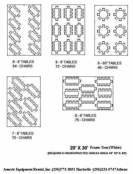 20x30 Tent - table layout for up to 70 people 20 X 30 Tent Table Layout, 20 X 30 Tent Layout Wedding, 20x30 Tent Layout, 20x30 Tent Layout Wedding Ideas, Party Table Layout, Wedding Tent Layout, Wedding Table Layouts, Reception Layout, Party Layout