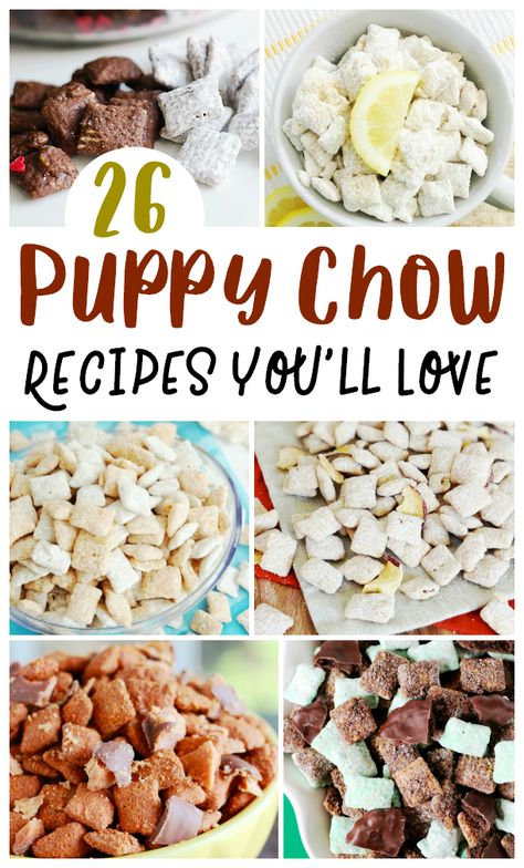 Are you looking for some of the best puppy chow recipes? Who isn't, right? If you love to make your own muddy buddies, this huge list is a must! S'more Puppy Chow, Best Puppy Chow, Homemade Puppy Chow, Muddy Buddy Recipes, Breakfast Gathering, Best Puppy Chow Recipe, Puppy Chow Mix, Puppy Chow Snack, Puppy Chow Christmas