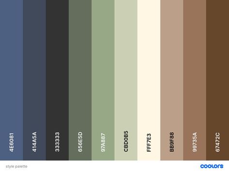 Blue Green Brown Black Color Palette, Color Palette Green Blue Brown, Green Blue And Brown Color Palette, Brown Green Blue Color Palette, Blue Green And Brown Color Palette, Old Money Colour Palette, Blue Green Brown Color Palette, Desaturated Color Palette, Color Palette Earth Tones