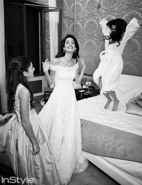 Go Inside George Clooney and Amal Alamuddin's Wedding with 11 Never-Before-Seen Photos - Amal Alamuddin Prepares for the Ceremony  - from InStyle.com Wedding Dress For 40 Year Old Bride, Amal Clooney Wedding Dress, Amal Clooney Wedding, George Clooney Wedding, George Clooney Amal Alamuddin, Amal Alamuddin, Celebrity Wedding Dresses, Most Beautiful Wedding Dresses, Amal Clooney