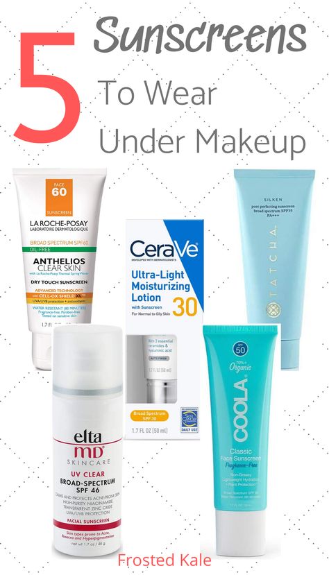 These 5 sunscreens for your face wear well under makeup, are great for sensitive skin, dry skin, and oily skin. Read the full review to get the facts on each.    #sunscreen #sunscreenforface #spf #sunscreenundermakeup #sunscreenfordryskin #sunscreenforoilyskin Good Sunscreen For Face, Spf Face, Sunscreen For Sensitive Skin, Best Spf, Best Sunscreen, Sunscreen Spray, Lotion For Oily Skin, Daily Sun, Physical Sunscreen