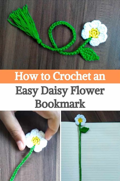 Daisy Crochet Bookmark, Crochet Daisy Bookmark Pattern Free, Crochet Daisy Bookmark, Daisy Bookmark, Easy Crochet Bookmarks, Baby Bonnet Crochet Pattern, Crochet Bookmarks Free Patterns, Bookmarks Ideas, A Daisy Flower