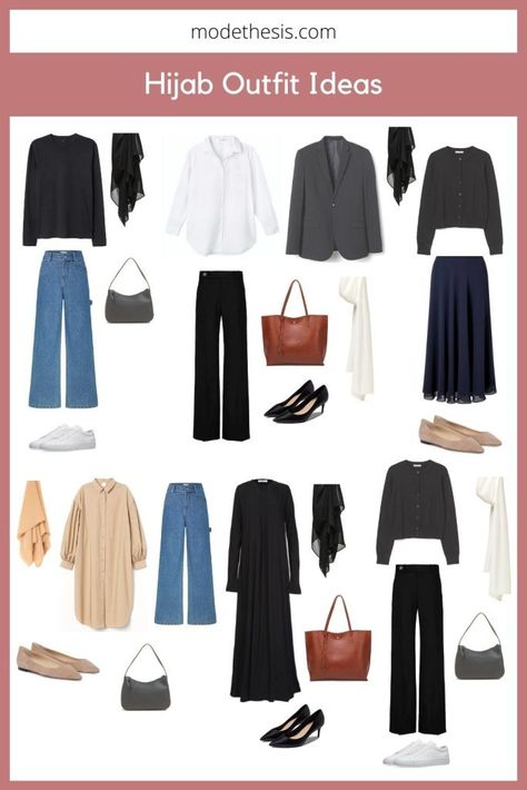 Hijab Minimalist Style, Minimalist Fashion Hijab, Minimalist Outfit Hijab, Modest Capsule Wardrobe, Hijab Outfit Ideas, Smart Casual Women Outfits, Perfect Capsule Wardrobe, Hijabista Fashion, Smart Casual Women