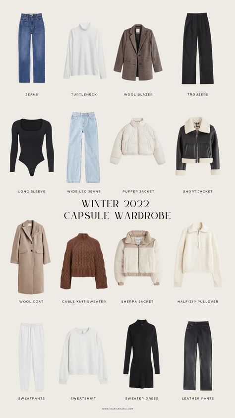 Ootd For Winter, Couture, Classy Winter Capsule Wardrobe, Korean Winter Capsule Wardrobe, Clothes You Need For Winter, Autumn Outfits Essentials, Winter Travel Outfit Capsule, Winter Outfits Capsule Wardrobe 2023, Fall Winter Wardrobe Essentials