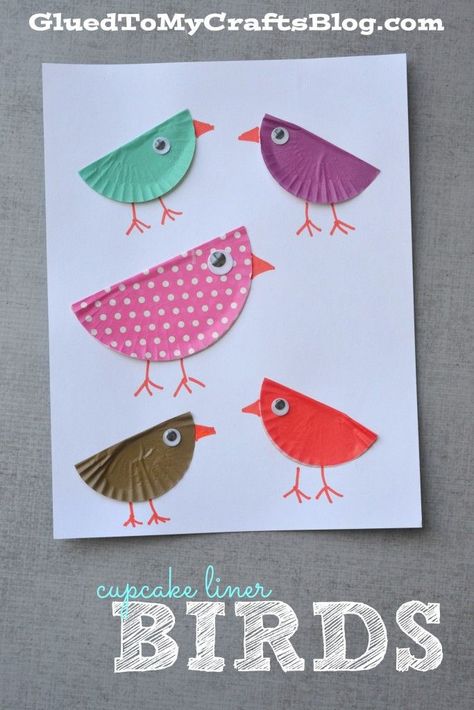 We love these cupcake liner birds! Try them out during your next arts & craft session with the kids. Cupcake Liner Crafts, Kid Craft, Daycare Crafts, Bird Crafts, Crafty Kids, Toddler Art, Childrens Crafts, Preschool Art, Animal Crafts