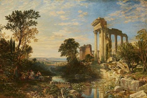 Dark Academia Wallpaper Landscape, Regency Landscape Painting, Old Art Desktop Wallpaper, Historical Paintings Aesthetic, Painting Aesthetic Wallpaper Desktop, Classical Art Wallpaper Desktop, Ancient Art Wallpaper, Aesthetic Background For Desktop, Renisance Paintings