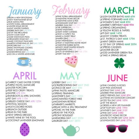 Things To Do Once A Month, Monthly Bucket List Ideas, Hosting Ideas For Each Month, January Bucket List, Monthly Bucket List, Season Bucket List, Monthly Ideas, Monthly Celebration, Life Planner Organization