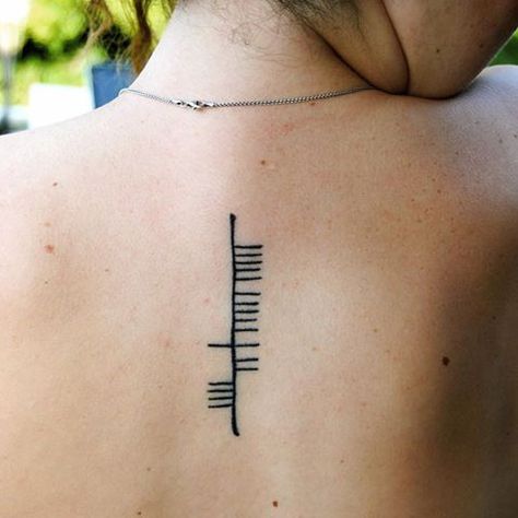 Here we have another ogham tattoo on the centre upper back reading clann in Irish Gaelic.  The word clan (one n) in English is derived from the Gaelic clann (two n’s), though it holds a slightly different meaning.  English definition of clan A group of people all descended from a common ancestor, in fact or belief. A … Continue reading Another ogham tattoo on the upper back “clann” Tattoos In Irish Gaelic Words, Celtic Ogham Tattoo, Gaelic Tattoo Irish, Irish Ogham Tattoo, Irish Script Tattoo, Irish Words Tattoo, Ogham Tattoo Irish, Gaeilge Tattoo, Irish Word Tattoos