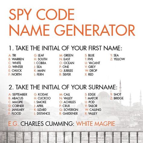Code Name Generator, Spy Names, Secret Agent Party, Detective Party, Spy Birthday Parties, Detective Theme, Spy Party, Spy Games, Code Name
