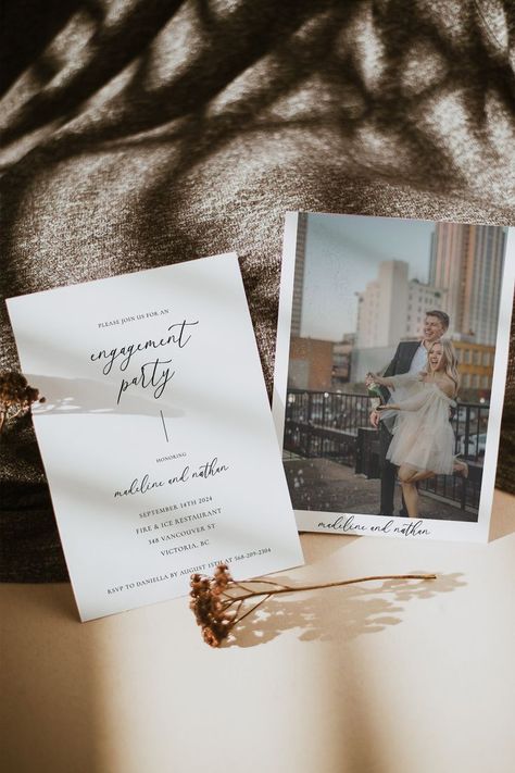 This dinner rehearsal invitation template is perfect for the minimalist bride looking for a simplistic design. Use this template to edit the fonts, font colour, and background colour to match your event needs.
🤍 DEMO LINK 
https://templett.com/design/demo/Lucy96/15770981
🤍 INSTANT DOWNLOAD
- Access your template after your purchase
- Edit in your browser using TEMPLETT (FREE!)
- No need to download any software
🤍 WHAT'S INCLUDED
- Dinner Rehearsal Invitation - 5x7" (fully editable) Engagement Dinner Party, Christmas Engagement Party, Invitation Minimalist, Rehearsal Invitations, Engagement Dinner, Minimalist Bride, Christmas Engagement, Party Invitation Template, Invite Template