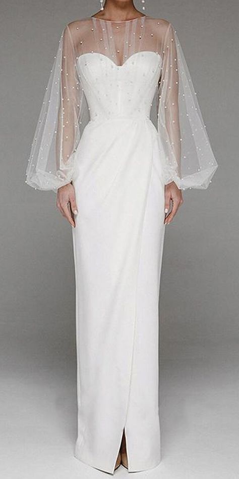 Couture, Elegant White Dress Classy Chic, Elegant Mother Of The Bride Dresses Classy, Lace Long Sleeve Wedding Dress, Comfortable Wedding Dress, Elegant Silk Dresses, Diy Dresses, Ellegant Dresses, Weding Dress