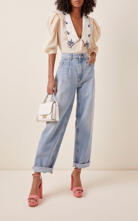 Vintage Button Down Outfit, Spring Summer Outfits, Silk Top, Collar Shirts, Moda Operandi, Miu Miu, Fashion Collection, Fashion Inspo Outfits, Chic Style