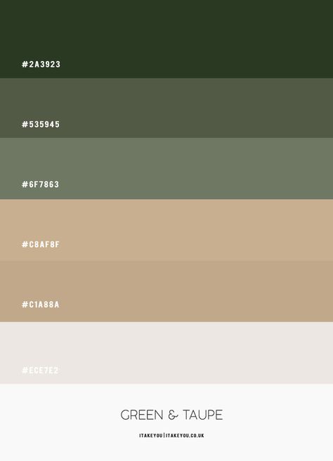 olive green and taupe color combo, green and nude color scheme, dark green and taupe color palette Olive Green Pallete Colour Palettes, Room Decor Olive Green, Forest Green And Neutral Color Palette, Green Interior Colour Palette, Green Color Schemes Living Room, Sage And Taupe Color Palette, Dark Green And Tan Color Palette, Green Brown Tan Color Scheme, Green Biege Colour Palette