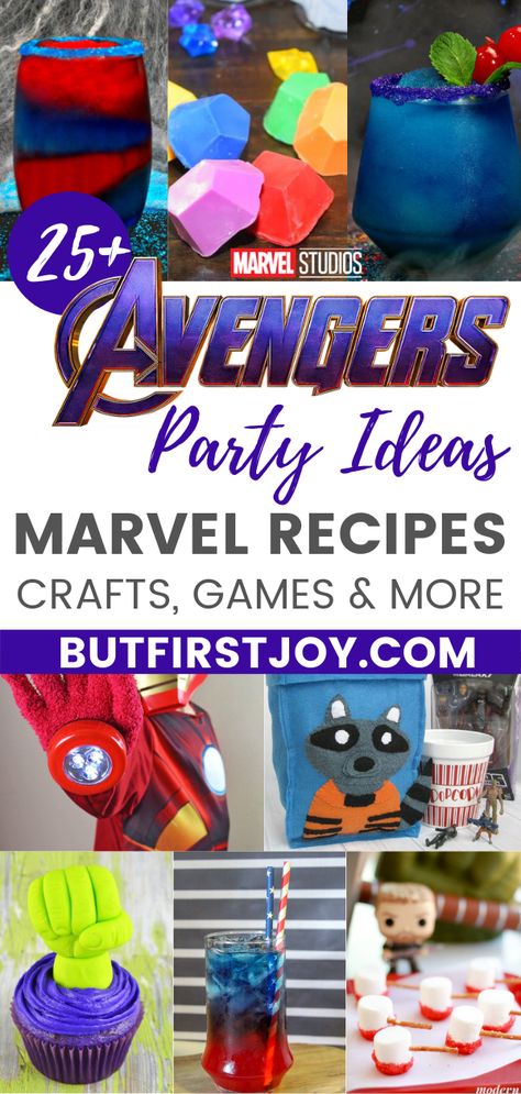 This may be the end of an era but we can keep the fun going with these Marvel Avengers Party Ideas. I'm talking Avengers crafts, recipes, games, and the list goes on. #Endgame #ThanosDemandsYourSilence Avengers Party Game Ideas, Avengers Pool Party Ideas, Avengers Bday Party Ideas, Avengers Games For Kids, Marvel Birthday Games, Avengers Birthday Games, Iron Man Party Games, Diy Marvel Party Decorations, Thanos Birthday Party