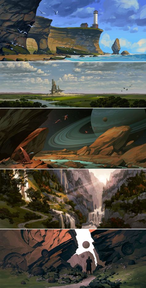 Fantasy Landscape Digital Art, Enviroment Concepts Art, Fantasy Environment Art, Environment Concept Art Landscape, Scenery Concept Art, Ocean Concept Art, Nature Concept Art, Space Concept Art, Environmental Concept Art