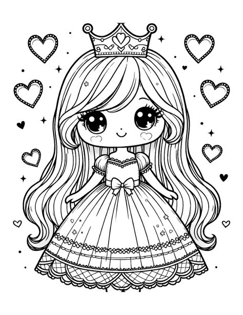 Free Coloring Pages Barbie, Drawing For Colouring Kids, Pretty Colouring Pages, Coloring For Girls For Kids, Princess Pictures To Color, Disney Coloring Pages Princess, Printable Princess Coloring Pages, Colouring Pictures For Kids Free Printable, Unicorn Printables Coloring Pages