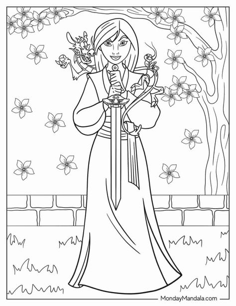 Mulan Coloring Pages, Mulan Drawing, Princesa Mulan, Chinese Army, Coloring Paper, Princess Room Decor, Mulan Disney, Disney Coloring Pages, Outline Drawings