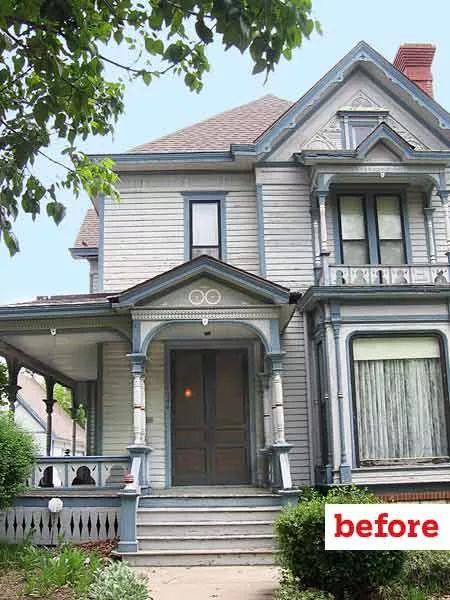 Curb Appeal Before and Afters - This Old House Renovation Before And After Exterior, Victorian Homes Exterior Colors, Exterior Renovation Before And After, Victorian Home Remodel, Victorian Home Exterior, Victorian Entrance, Old House Exterior, Victorian Homes Exterior, Old Houses Renovation