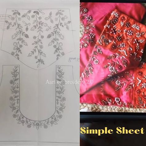 Aari Work Blouse Design Sketch, Kodi Design Aari Work Tracing Paper Sleeve, Aari Work Tracing Patterns Neck, Aari Kodi Design Blouse, Aari Trace Paper Designs, Aari Blouse Tracing Designs, Kodi Design Aari Work Tracing Paper Hand, Aari Work Drawing Designs, Aari Work Trace Paper Designs For Blouse